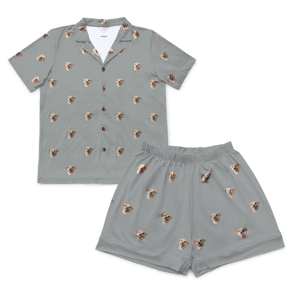 SlateGrayShortPajamaSet(Shirt&amp;Shorts)