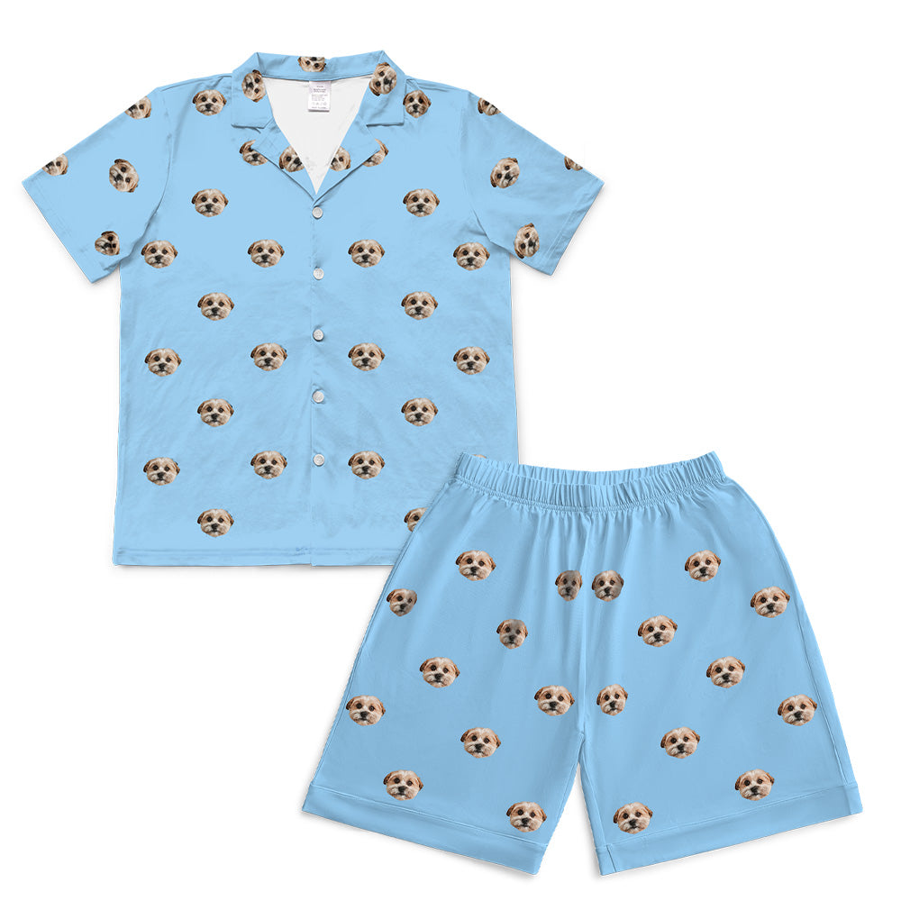 SkyBlueShortPajamaSet(Shirt&amp;Shorts)7-InchInseamShorts