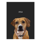 No framed 'Lyla' dog portrait on a black 12x16 canvas background.