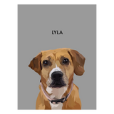 No framed 'Lyla' dog portrait on a gray 18x24 canvas background.