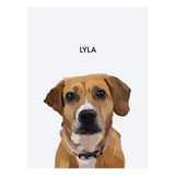 No framed 'Lyla' dog portrait on a white 18x24 canvas background.