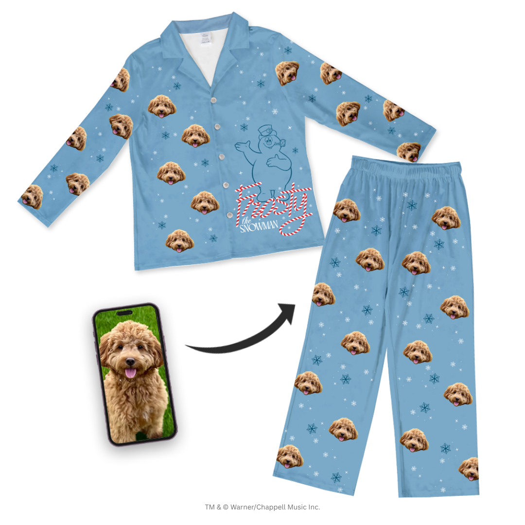 Frosty The Snowman Button Down Pajamas With Your Pet's Face