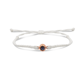 White braided bracelet with a black bead charm.