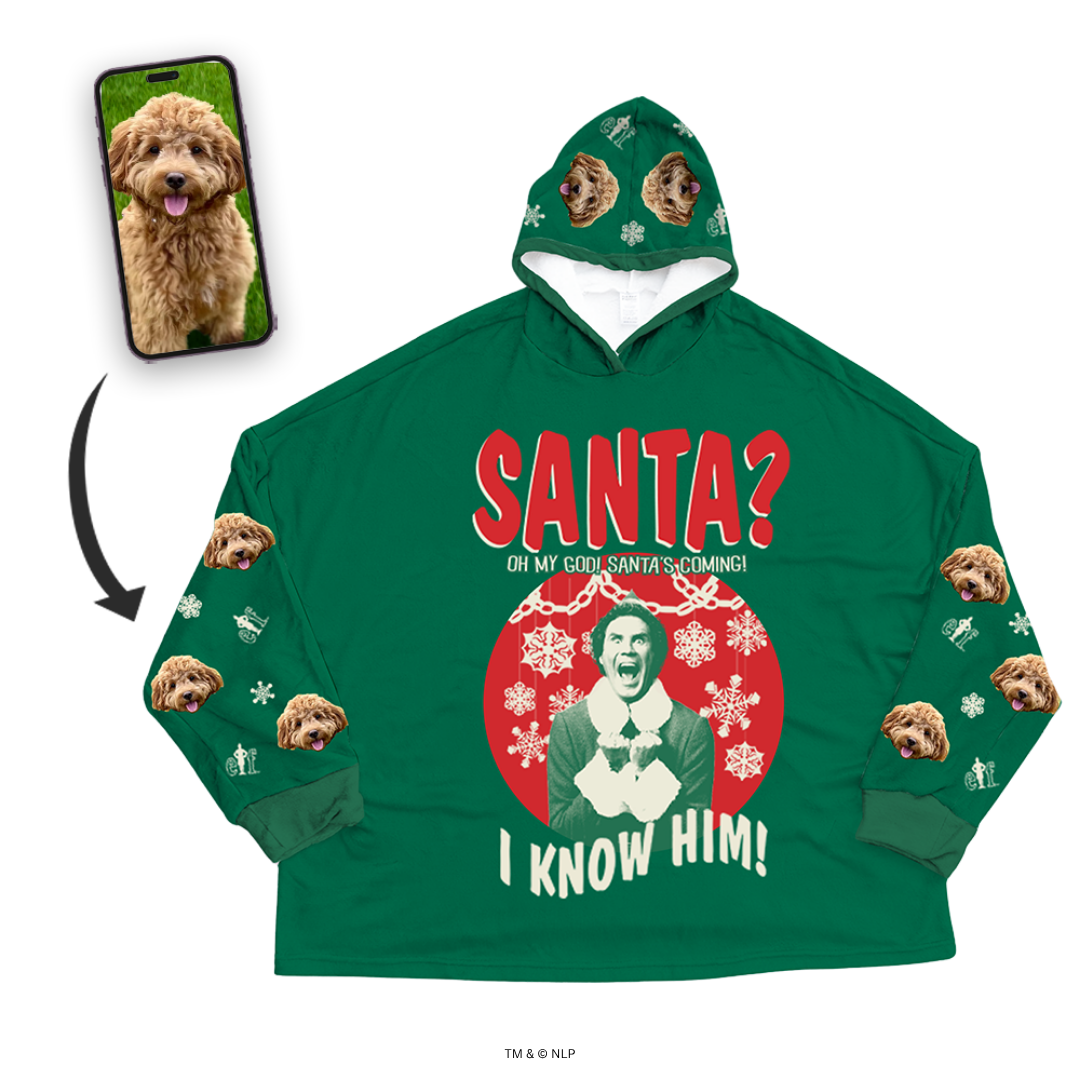 ELF Fleece Blanket Hoodie With Your Pet's Face