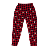 These are jogger pajama pants in a Buffalo Plaid print with repeating pet faces on them[JoggerPajamaPants]