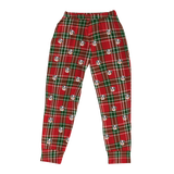These are jogger pajama pants in a Christmas Plaid print with repeating pet faces on them[JoggerPajamaPants]