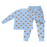 This is a Snowflakes print jogger pajama set with a long sleeve shirt and jogger pants covered in repeating pet faces[PajamaSet(Shirt&Joggers)]