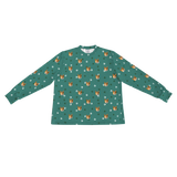 This is a long sleeve pajama shirt in a Green Paws print with repeating pet faces on it[LongSleevePajamaShirt]
