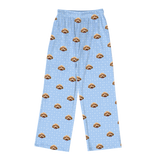 These are pajama pants in a Snowflakes print with repeating pet faces on them[SnowflakesPajamaPants]