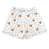These are pajama shorts in a Christmas Paws print with repeating pet faces on them[ChristmasPawsPajamaShorts]