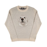 White sweater with a dog face