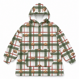 This is a fleece blanket hoodie in a Light Christmas Flannel print with repeating pet faces on it[LightChristmasFlannelFleeceBlanketHoodie]