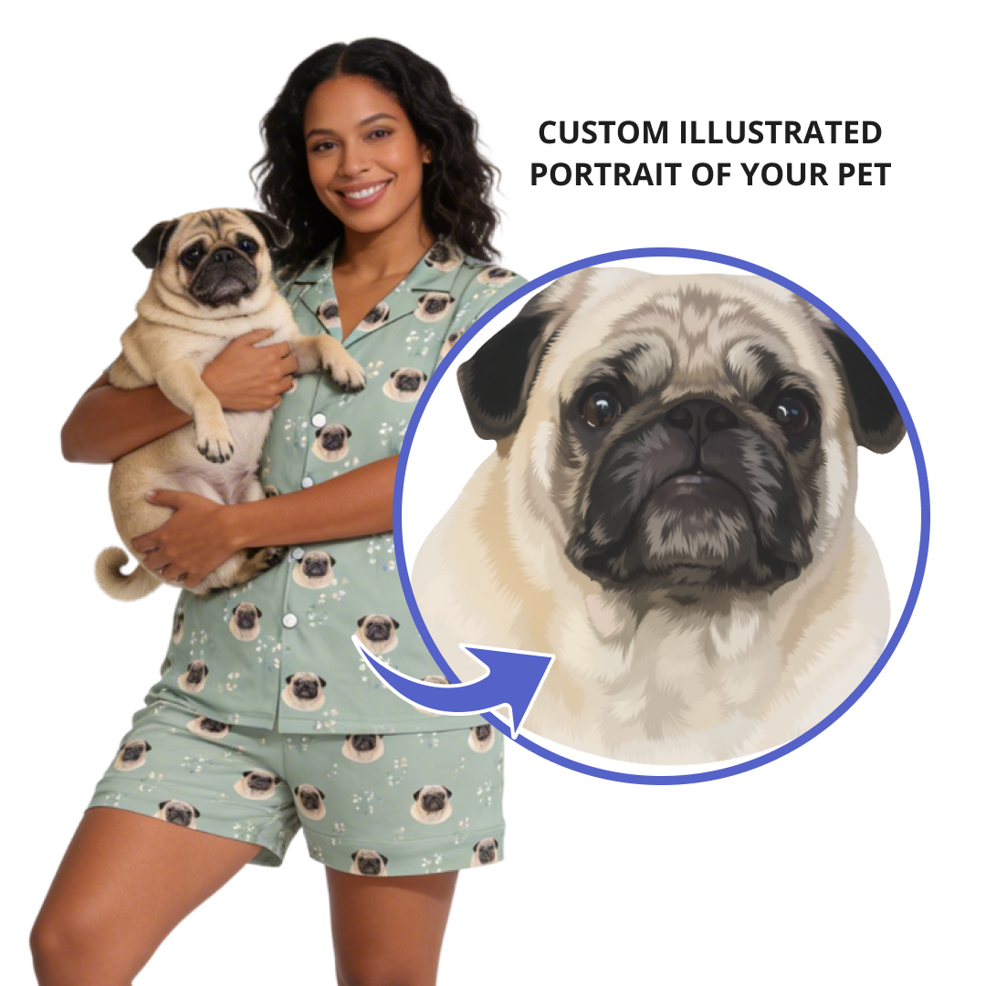 Short Button-Down Pajama Set | Pet Face Pajamas