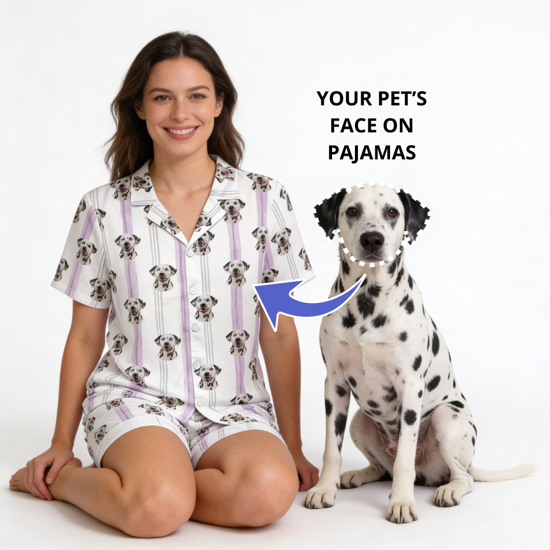 Short Button-Down Pajama Set | Pet Face Pajamas