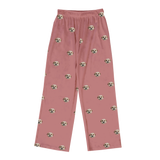 These are pajama pants in a dusty rose color with repeating pet faces on them[DustyRose]