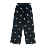These are pajama pants in a black color with repeating pet faces on them[BlackPajamaPants($53.00)]