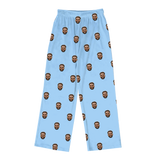 Light blue pajama pants with a repeating print of the same smiling man’s face across the fabric[SkyBluePajamaPants]