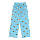 Children's pajama pants with cartoon dog and paws pattern on a light blue background[LightBluePawsPajamaPants]