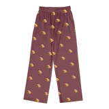Children's pajama pants with cartoon dog pattern on a maroon background[MaroonPajamaPants]