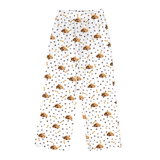Children's pajama pants with cartoon dog paws and bones pattern on a white background[PawsandBonesPajamaPants]