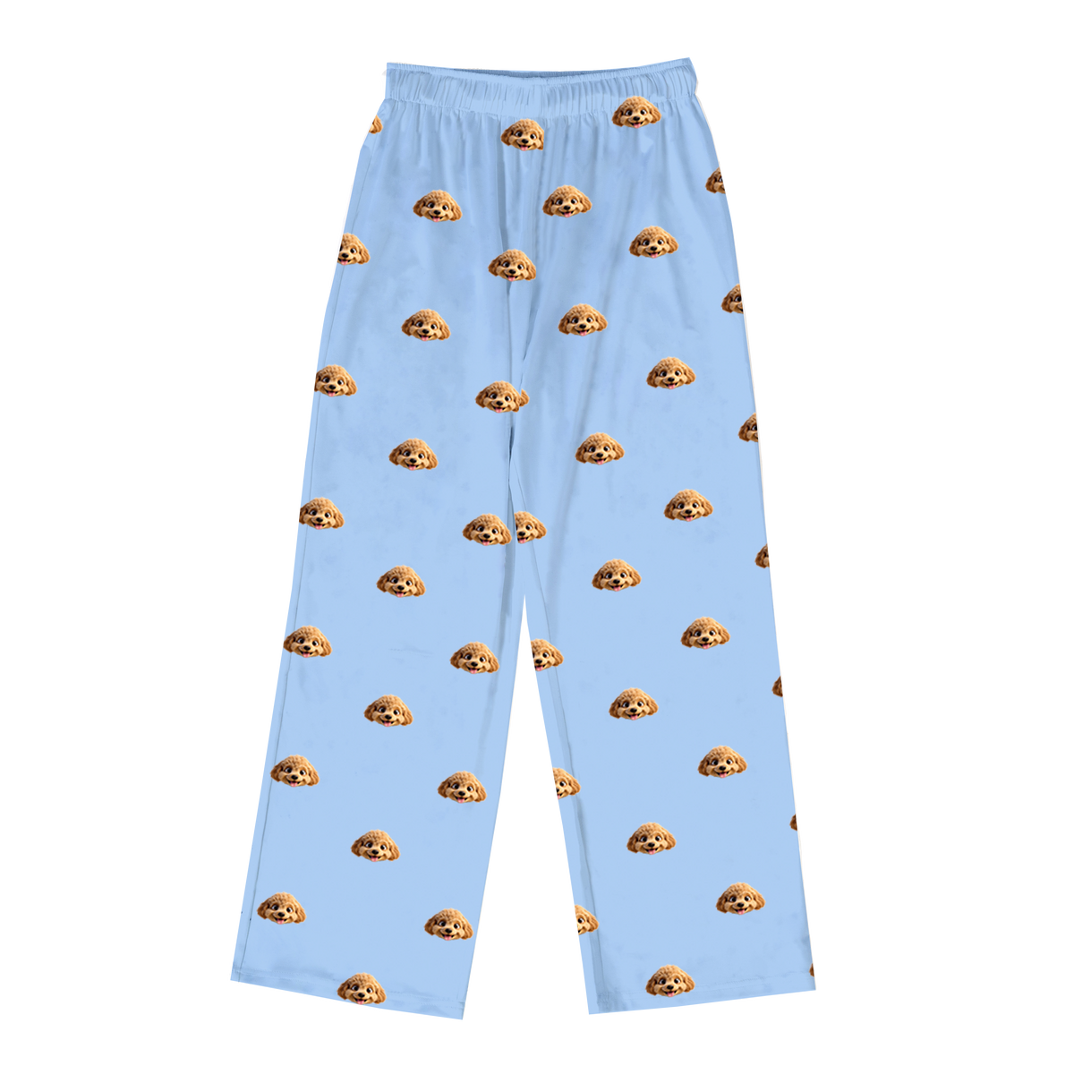 Children's pajama pants with cartoon dog pattern on a sky blue background[SkyBluePajamaPants]