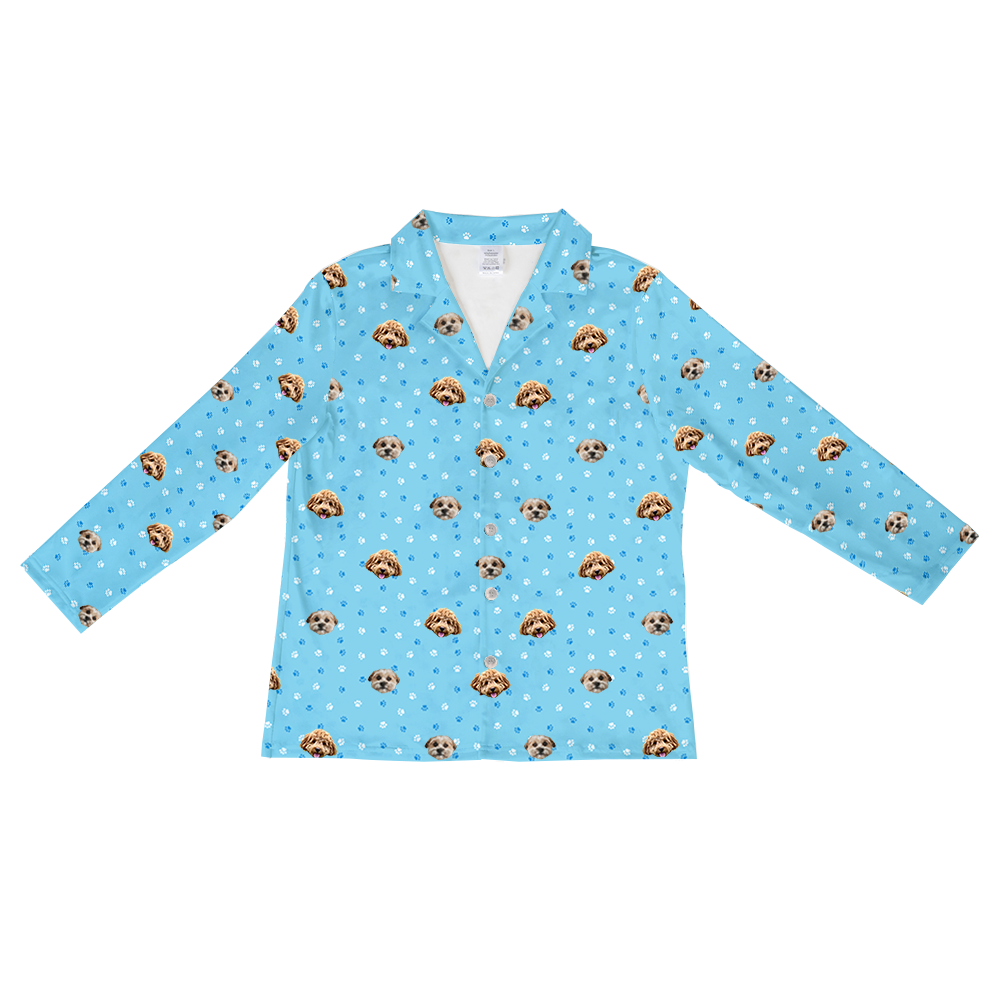 LightBluePawsLongSleevePajamaShirt2Pets