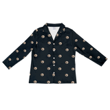 These are pajama long sleeve shirt in a black color with repeating pet faces on them[BlackLongSleevePajamaShirt($53.00)]