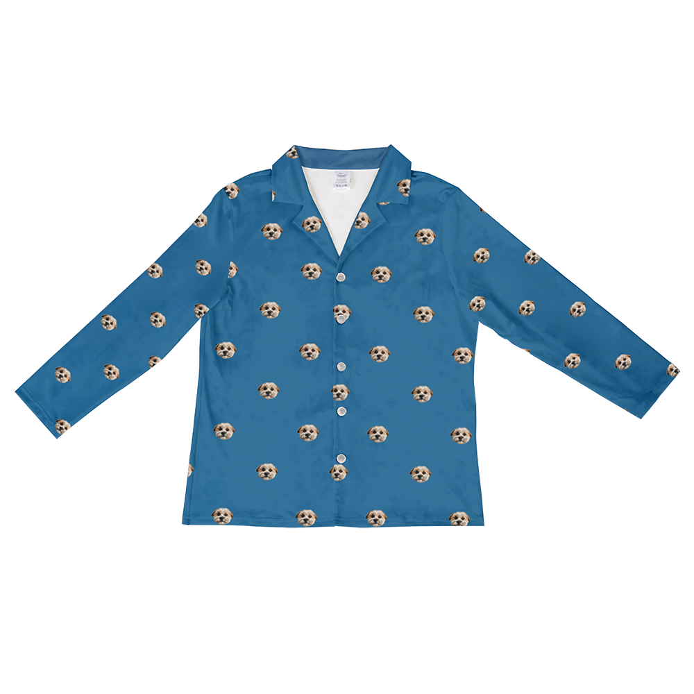 SolidBlueLongSleevePajamaShirt