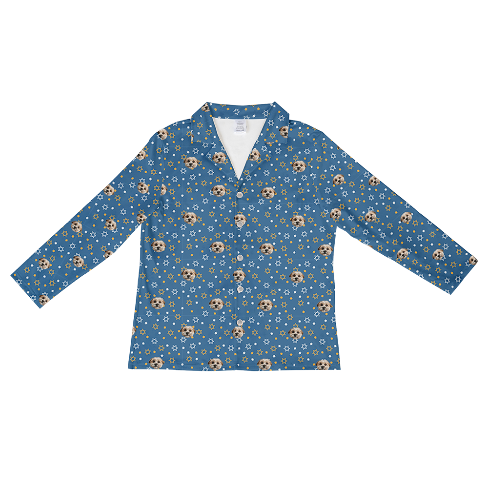 StarofDavidLongSleevePajamaShirtOnly1PetImage