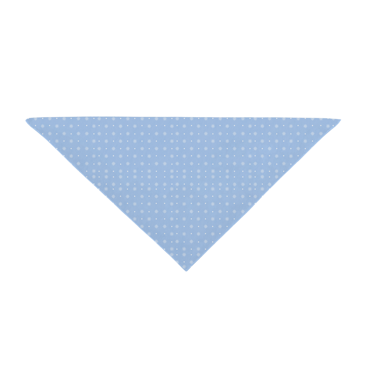 A light blue, triangular Custom Pet Bandana with small white polka dots is shown on a plain white background.