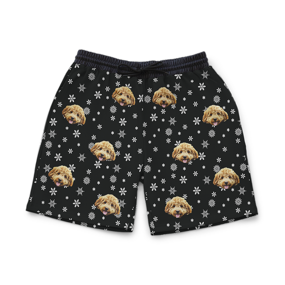 BlackandWhiteSnowflakesSweatshorts