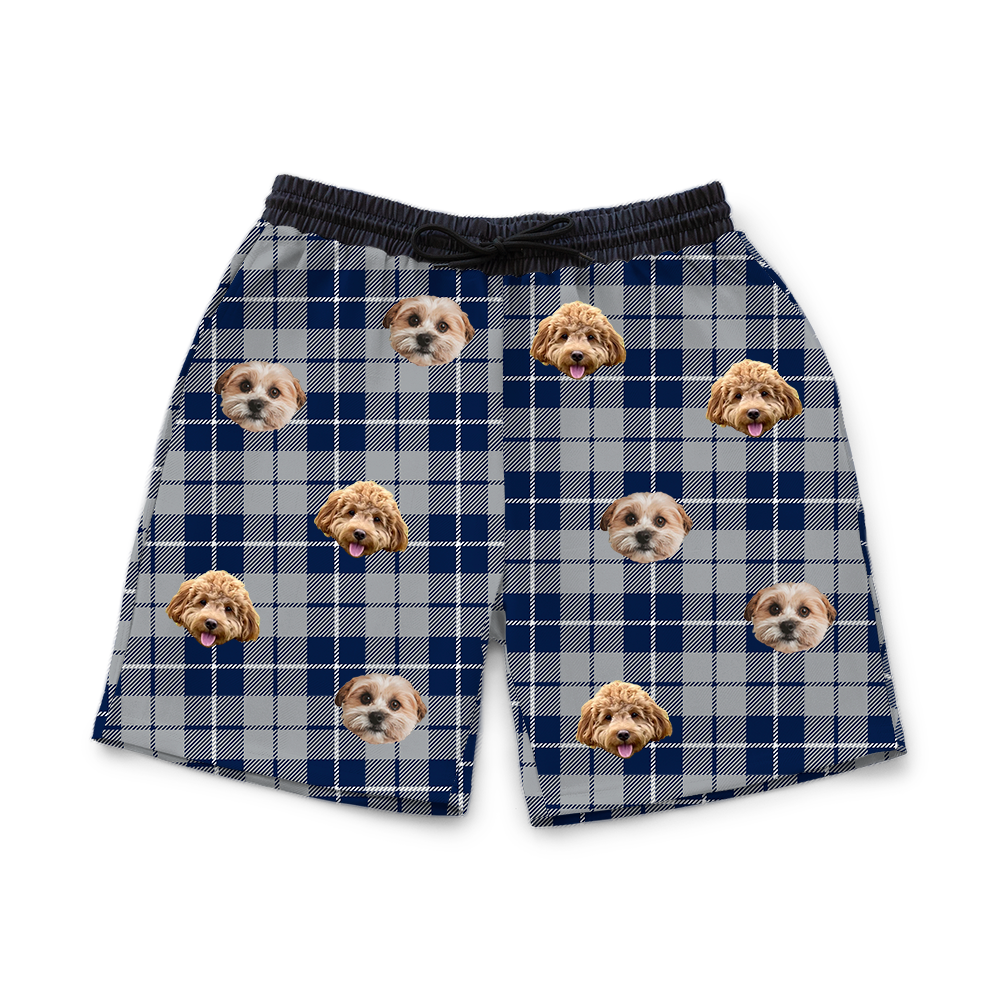 Silver&amp;NavyPlaidSweatshorts2Pets