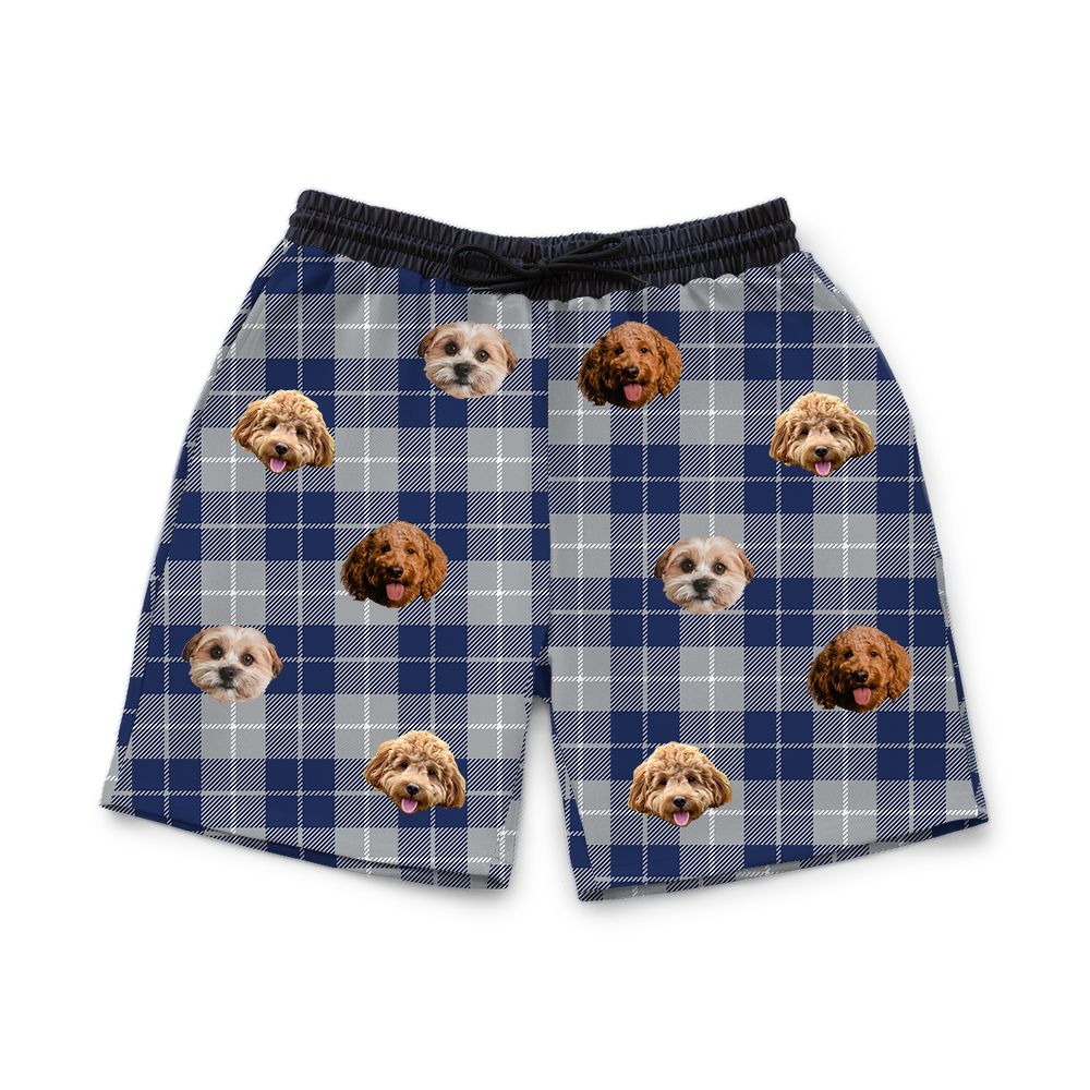 Navy&amp;GrayPlaidSweatshorts3Pets