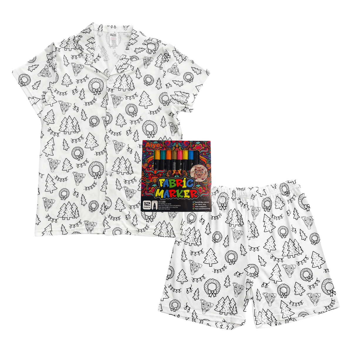 WinterWonderlandShortSleevePajamaShirt&ShortsSet