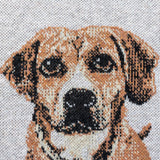 Close up of knit dog face