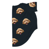 Black dog pajama with repeating pet faces on them[Black]