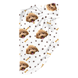 Paws and bones print dog pajama with repeating pet faces on them[PawsandBones]