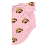 Pink dog pajama with repeating pet faces on them[PinkDream]