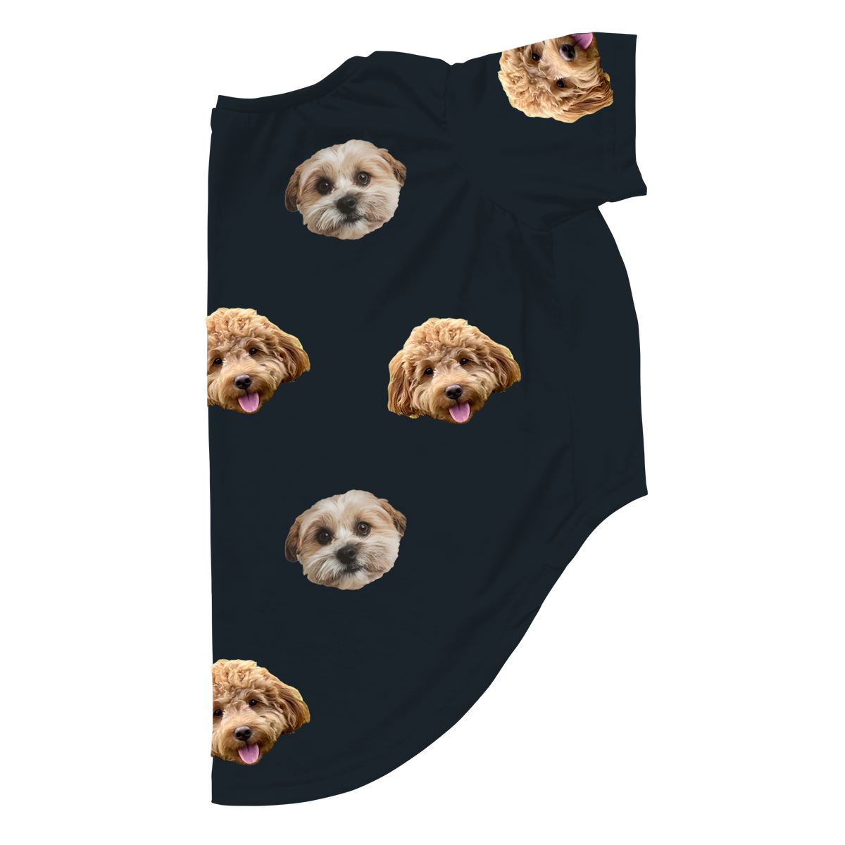 Black dog pajama with repeating pet faces on them[Black2Pets]