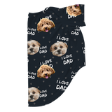 I Love Dad print dog pajama with repeating pet faces on them[ILoveDad2Pets]