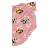 I Love Mom print dog pajama with repeating pet faces on them[ILoveMom2Pets]