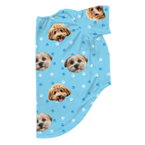 Light blue dog pajama with repeating pet faces on them[LightBluePaws2Pets]