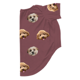 Maroon dog pajama with repeating pet faces on them[Maroon2Pets]