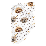 Paws and bones print dog pajama with repeating pet faces on them[PawsandBones2Pets]