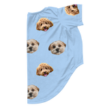 Sky blue dog pajama with repeating pet faces on them[SkyBlue2Pets]