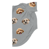 Gray dog pajama with repeating pet faces on them[SlateGray2Pets]