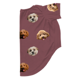 Maroon dog pajama with repeating pet faces on them[Maroon3Pets]