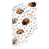 Paws and bones print dog pajama with repeating pet faces on them[PawsandBones3Pets]