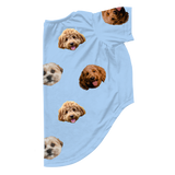 Sky blue dog pajama with repeating pet faces on them[SkyBlue3Pets]