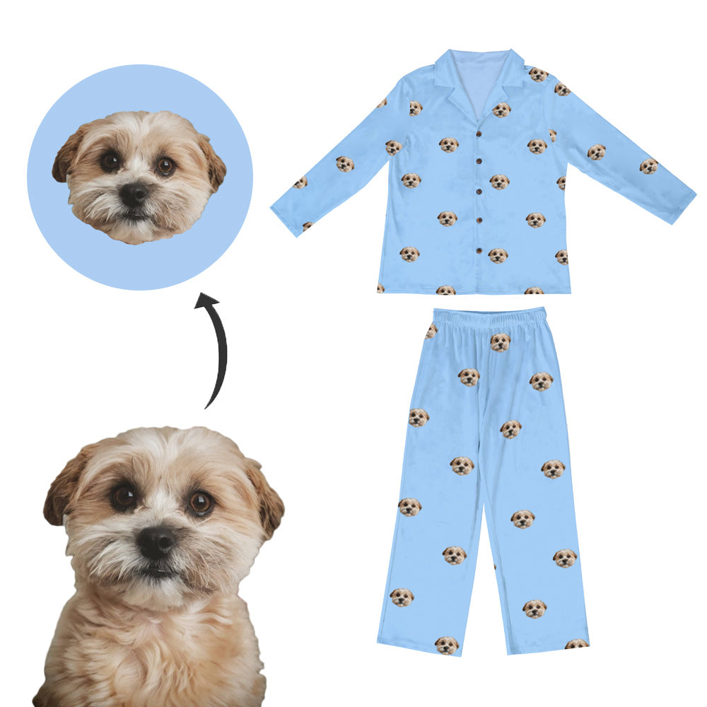 Custom Dog Face Pajamas Men's Pajamas With Dogs On Them